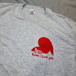 Vintage Roma Rome I Love You Heart Italy Souvenir Tourist Gray Shirt Size Large